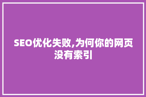 SEO优化失败,为何你的网页没有索引