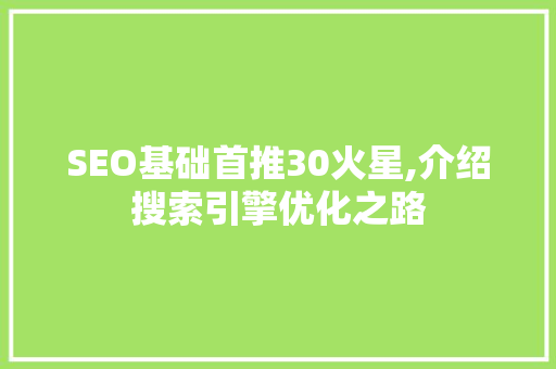 SEO基础首推30火星,介绍搜索引擎优化之路