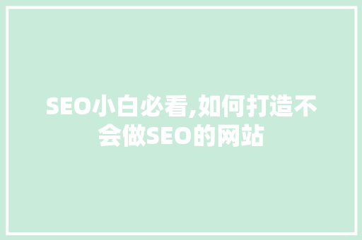 SEO小白必看,如何打造不会做SEO的网站