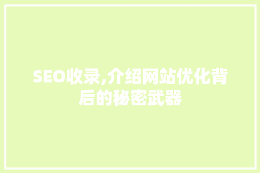 SEO收录,介绍网站优化背后的秘密武器