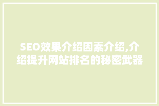 SEO效果介绍因素介绍,介绍提升网站排名的秘密武器