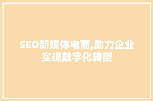 SEO新媒体电商,助力企业实现数字化转型