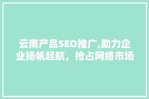 云南产品SEO推广,助力企业扬帆起航，抢占网络市场制高点
