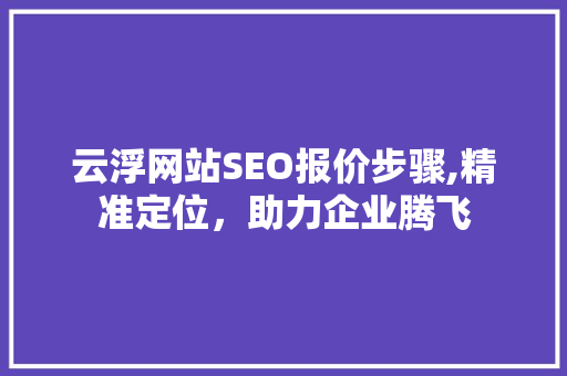 云浮网站SEO报价步骤,精准定位，助力企业腾飞