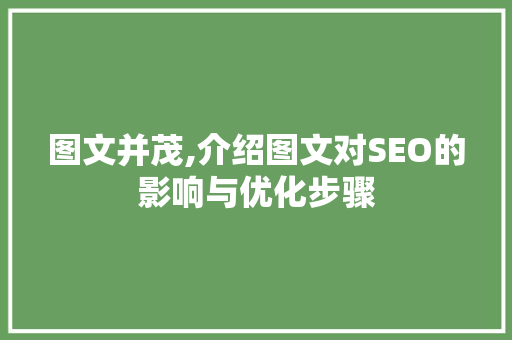 图文并茂,介绍图文对SEO的影响与优化步骤