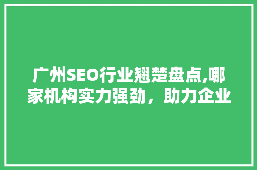 广州SEO行业翘楚盘点,哪家机构实力强劲，助力企业互联网营销