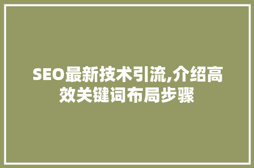 SEO最新技术引流,介绍高效关键词布局步骤