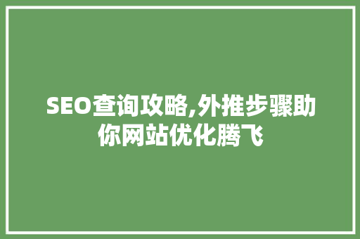 SEO查询攻略,外推步骤助你网站优化腾飞