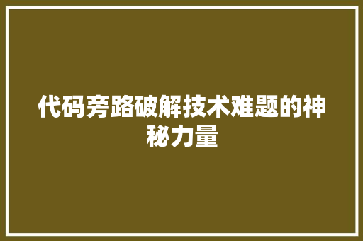 代码旁路破解技术难题的神秘力量