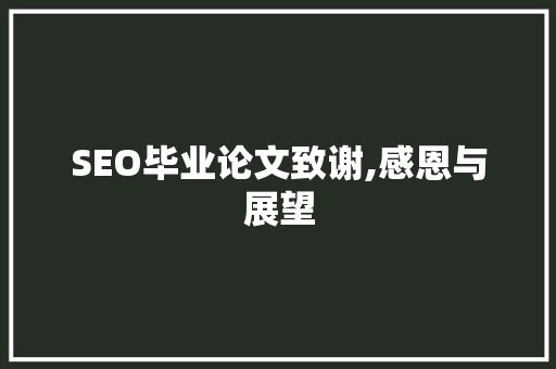 SEO毕业论文致谢,感恩与展望