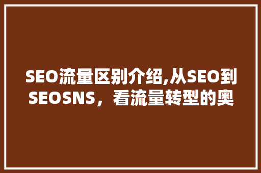 SEO流量区别介绍,从SEO到SEOSNS，看流量转型的奥秘