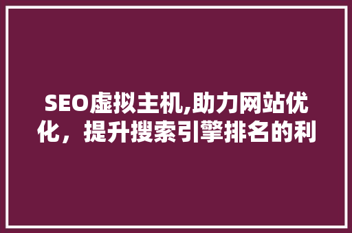 SEO虚拟主机,助力网站优化，提升搜索引擎排名的利器