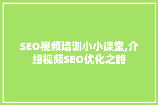SEO视频培训小小课堂,介绍视频SEO优化之路