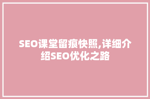 SEO课堂留痕快照,详细介绍SEO优化之路
