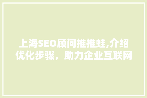 上海SEO顾问推推蛙,介绍优化步骤，助力企业互联网营销新高度