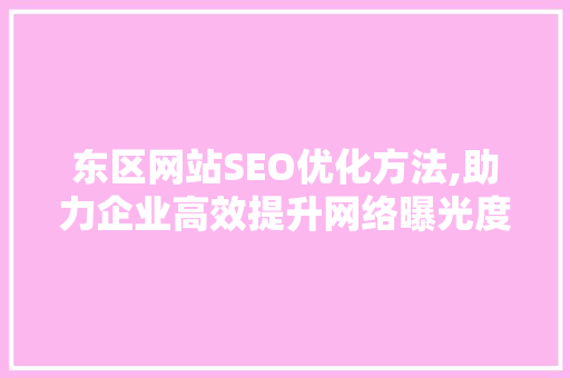 东区网站SEO优化方法,助力企业高效提升网络曝光度