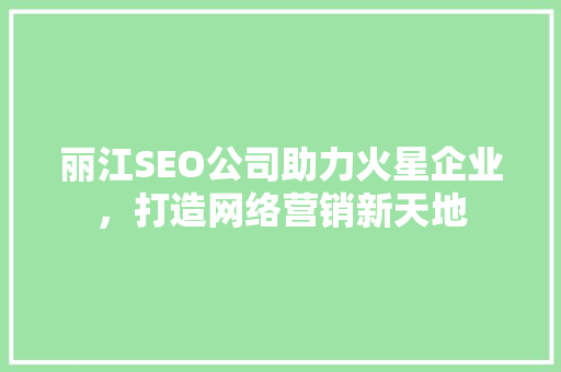 丽江SEO公司助力火星企业，打造网络营销新天地