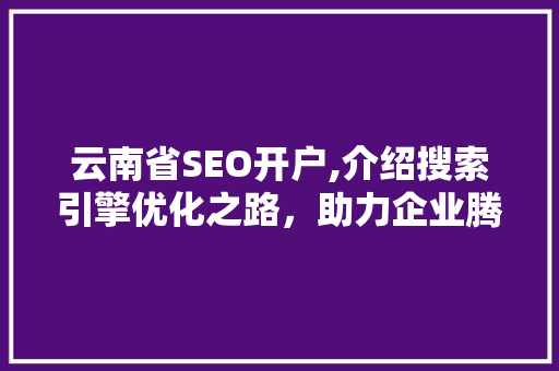云南省SEO开户,介绍搜索引擎优化之路，助力企业腾飞