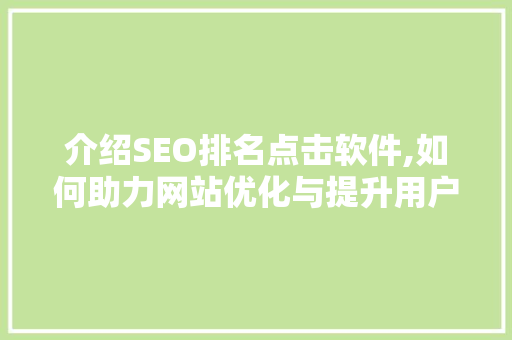 介绍SEO排名点击软件,如何助力网站优化与提升用户体验
