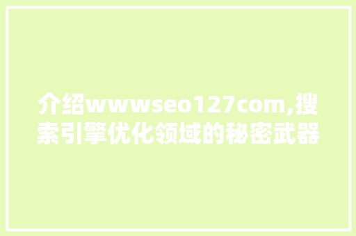 介绍wwwseo127com,搜索引擎优化领域的秘密武器