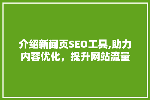 介绍新闻页SEO工具,助力内容优化，提升网站流量