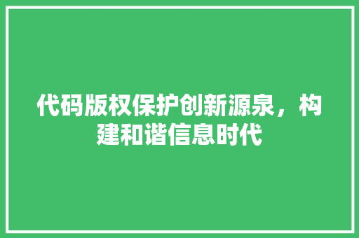 代码版权保护创新源泉，构建和谐信息时代