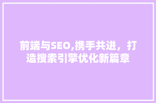 前端与SEO,携手共进，打造搜索引擎优化新篇章