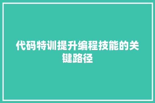代码特训提升编程技能的关键路径