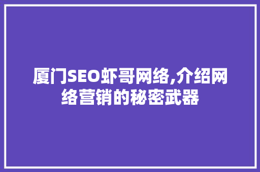 厦门SEO虾哥网络,介绍网络营销的秘密武器