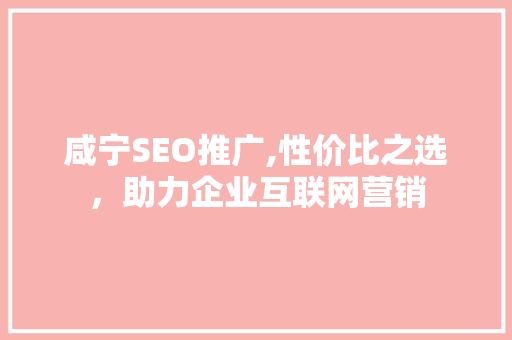 咸宁SEO推广,性价比之选，助力企业互联网营销