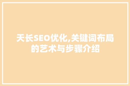 天长SEO优化,关键词布局的艺术与步骤介绍