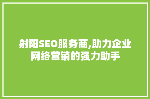 射阳SEO服务商,助力企业网络营销的强力助手