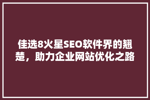 佳选8火星SEO软件界的翘楚，助力企业网站优化之路