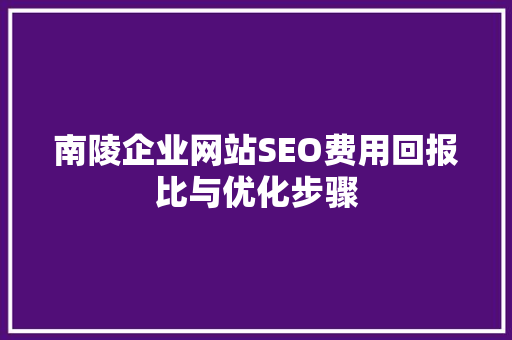 南陵企业网站SEO费用回报比与优化步骤  第1张