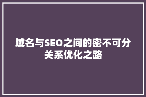 域名与SEO之间的密不可分关系优化之路