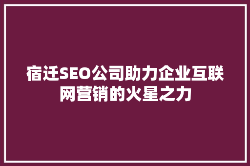 宿迁SEO公司助力企业互联网营销的火星之力