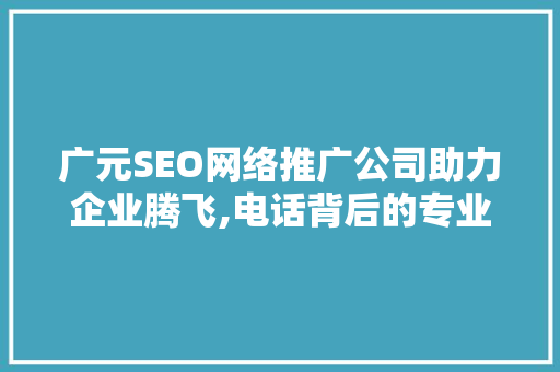 广元SEO网络推广公司助力企业腾飞,电话背后的专业力量