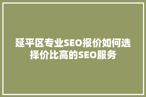 延平区专业SEO报价如何选择价比高的SEO服务  第1张