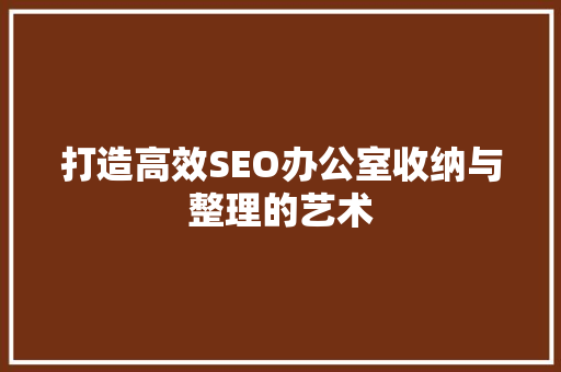 打造高效SEO办公室收纳与整理的艺术