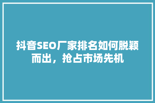 抖音SEO厂家排名如何脱颖而出，抢占市场先机