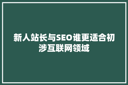 新人站长与SEO谁更适合初涉互联网领域