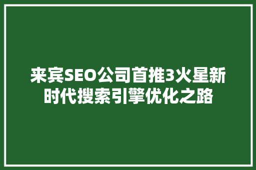 来宾SEO公司首推3火星新时代搜索引擎优化之路