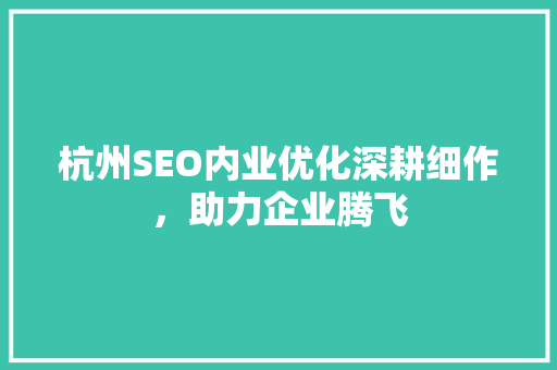 杭州SEO内业优化深耕细作，助力企业腾飞