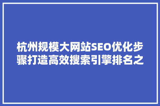 杭州规模大网站SEO优化步骤打造高效搜索引擎排名之路