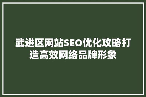 武进区网站SEO优化攻略打造高效网络品牌形象