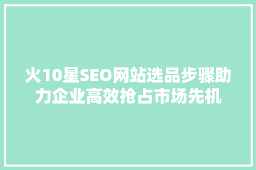 火10星SEO网站选品步骤助力企业高效抢占市场先机