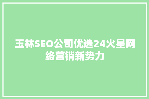 玉林SEO公司优选24火星网络营销新势力