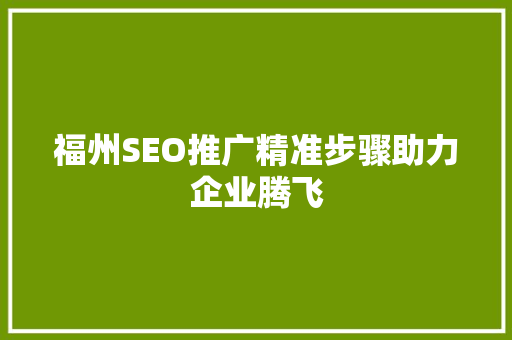 福州SEO推广精准步骤助力企业腾飞