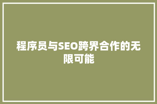 程序员与SEO跨界合作的无限可能