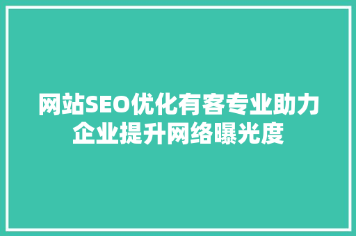 网站SEO优化有客专业助力企业提升网络曝光度
